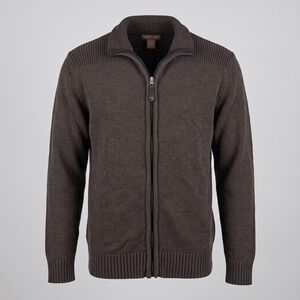 Method Mens Large Brown Full Zip Sweater‎ Mock Neck Ribbed Cotton Blend Casual